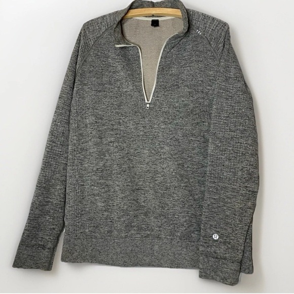 Lululemon Engineered Warmth Half Zip M Preppy Casual Light Gray Wool Blend Shirt - Picture 1 of 7
